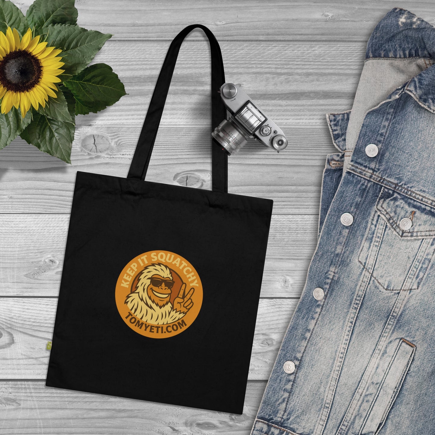 Tom Yeti Official Eco-Friendly Adventure Tote Bag - Perfect for Hiking, Beach Days, Shopping, Gifts, Festivals; Keep it Squatchy, Hike More Worry Less