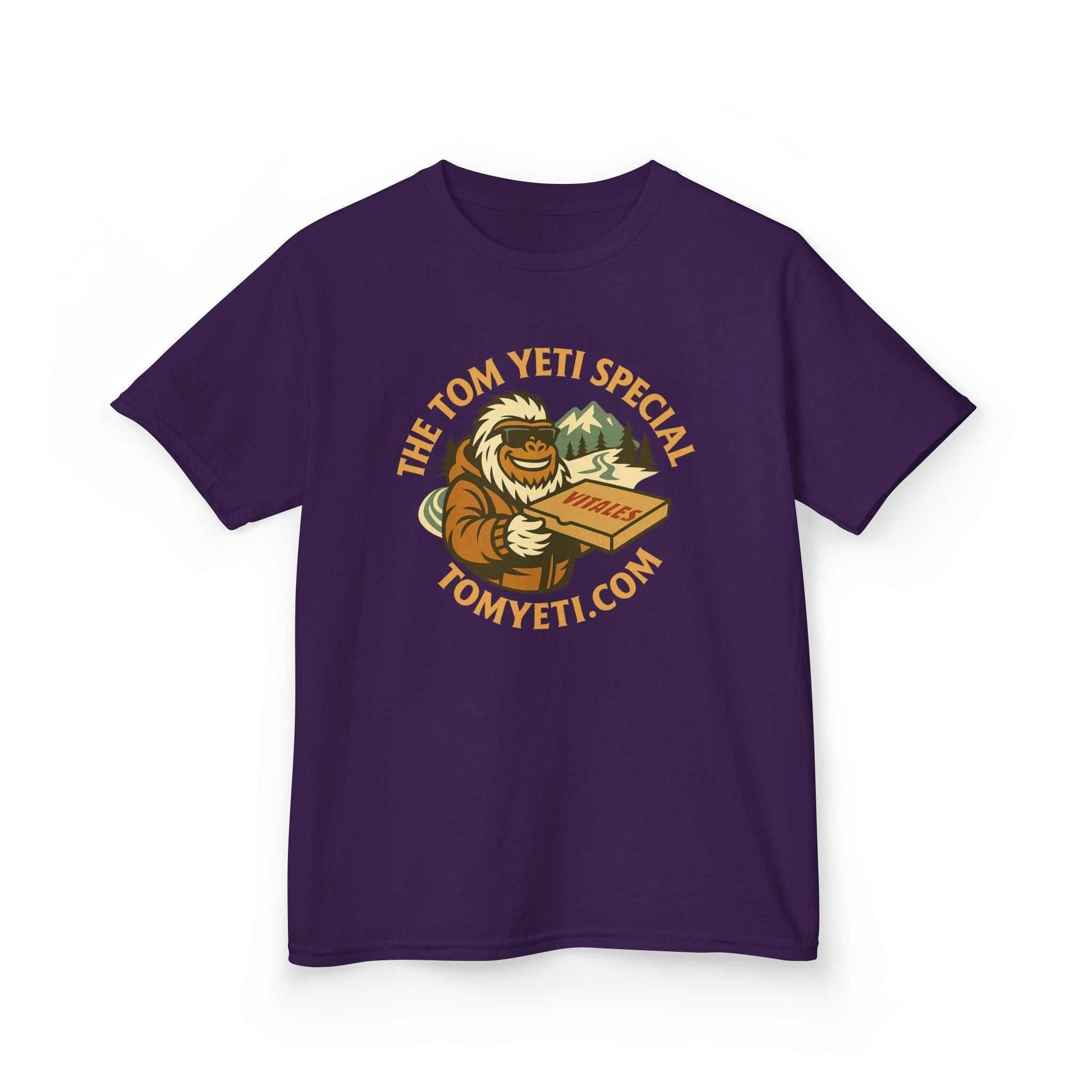 Tom Yeti Official Vitales kids heavy cotton purple tee with graphic logo
