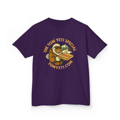 Tom Yeti Official Vitales kids heavy cotton purple tee with graphic logo