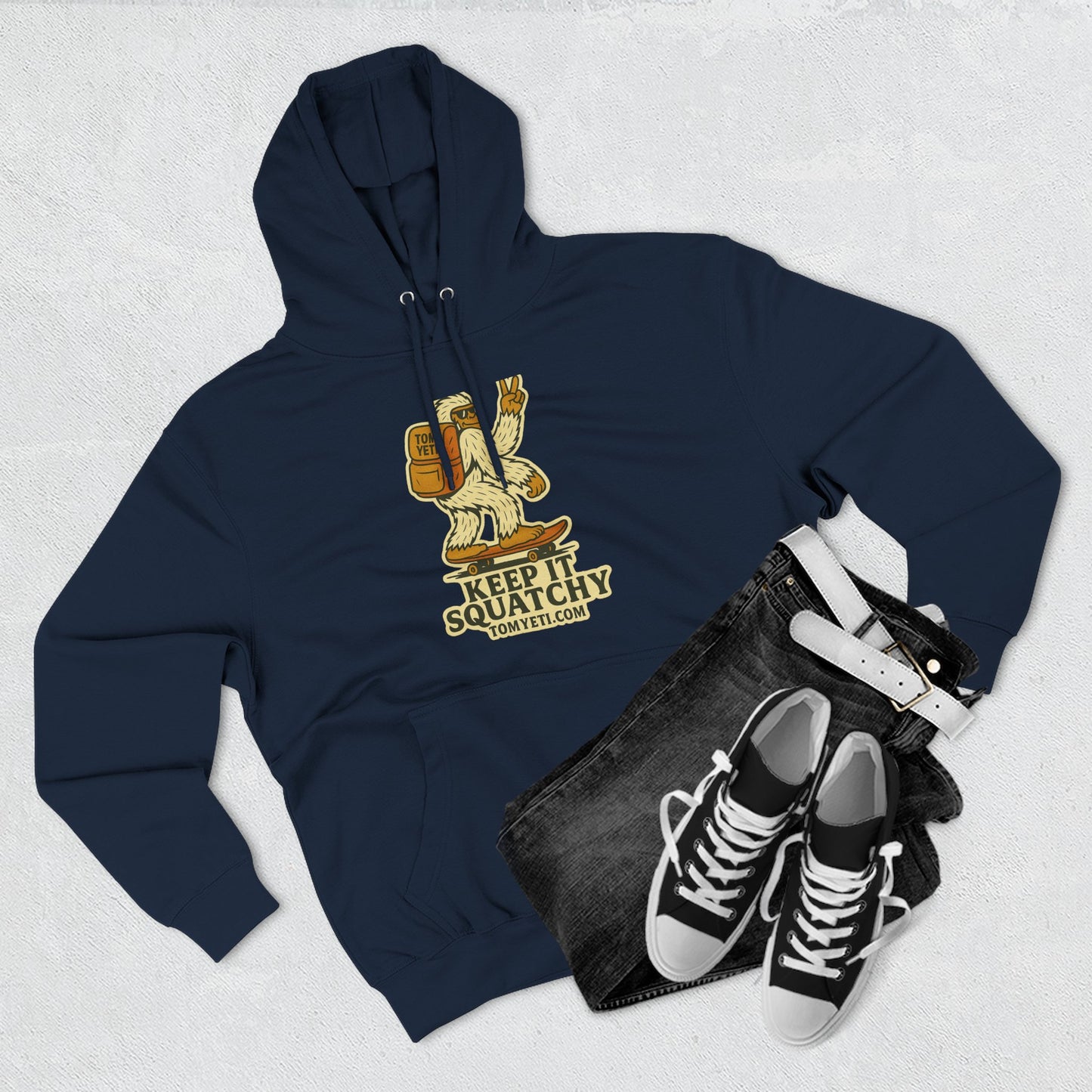 Tom Yeti Keep It Squatchy Hoodie, Cozy Fleece Comfort, Camping and Hiking Apparel