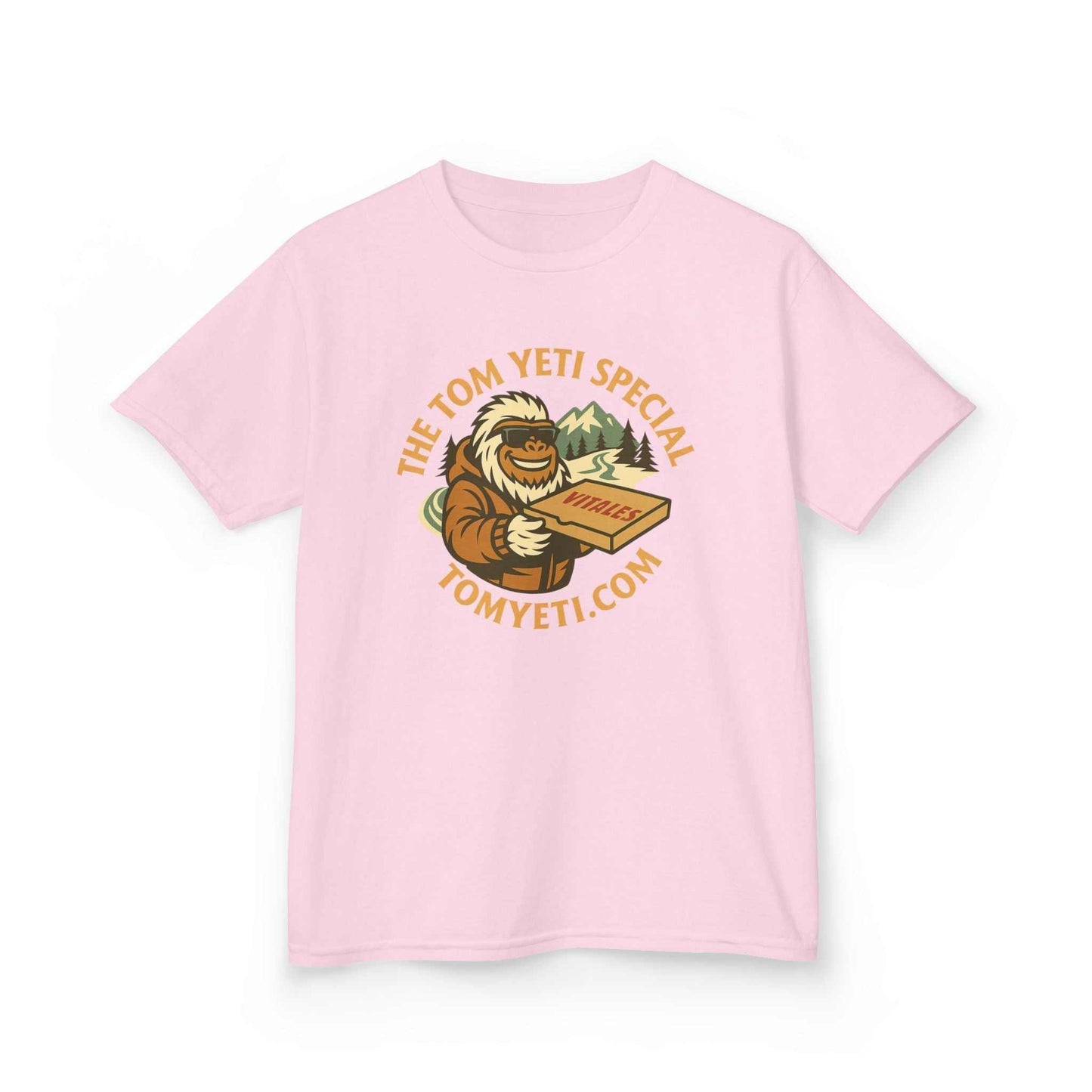 Kids pink Tom Yeti Official Vitales heavy cotton t-shirt with graphic design