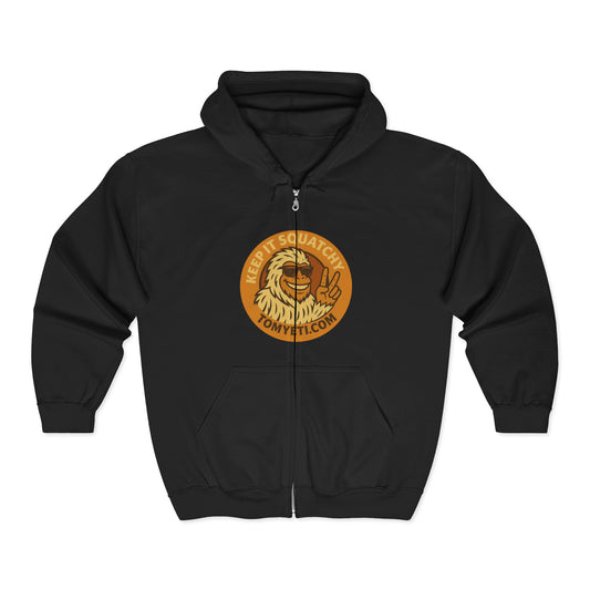 Tom Yeti Official Zip Up Hoodie Logo on front Camping Tom on back