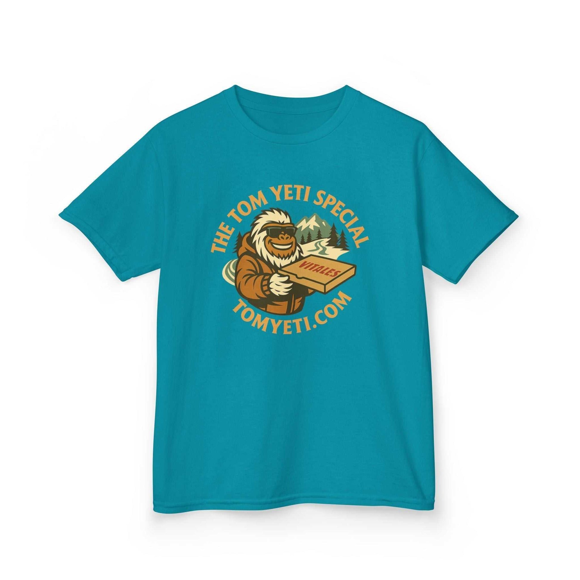 Kids Tom Yeti Official Vitales heavy cotton teal t-shirt with graphic print