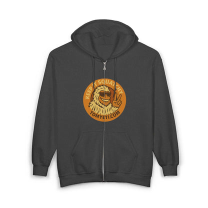 Tom Yeti Official Zip Up Hoodie Logo on front Camping Tom on back