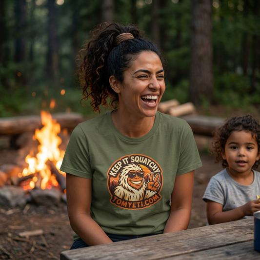 Squatchy Around the Campfire Tee — Keep It Squatchy Camping T-Shirt