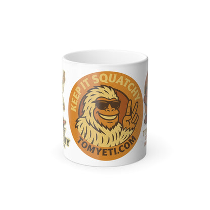 Tom Yeti Color Morphing Mug with heat-sensitive design and vibrant Squatchy graphic