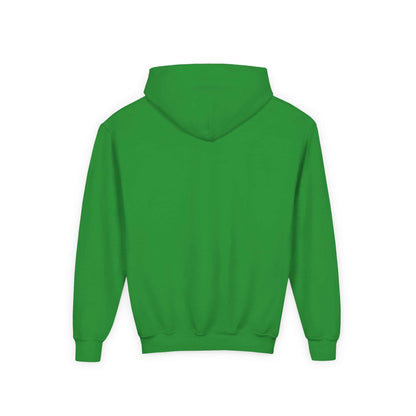 Back view of green Tom Yeti Official Vitales Pizza Youth Heavy Blend Hoodie for kids
