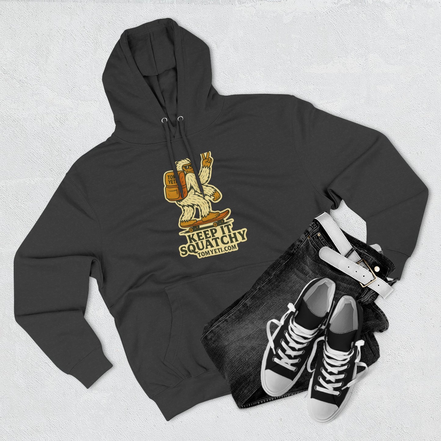 Tom Yeti Keep It Squatchy Hoodie, Cozy Fleece Comfort, Camping and Hiking Apparel