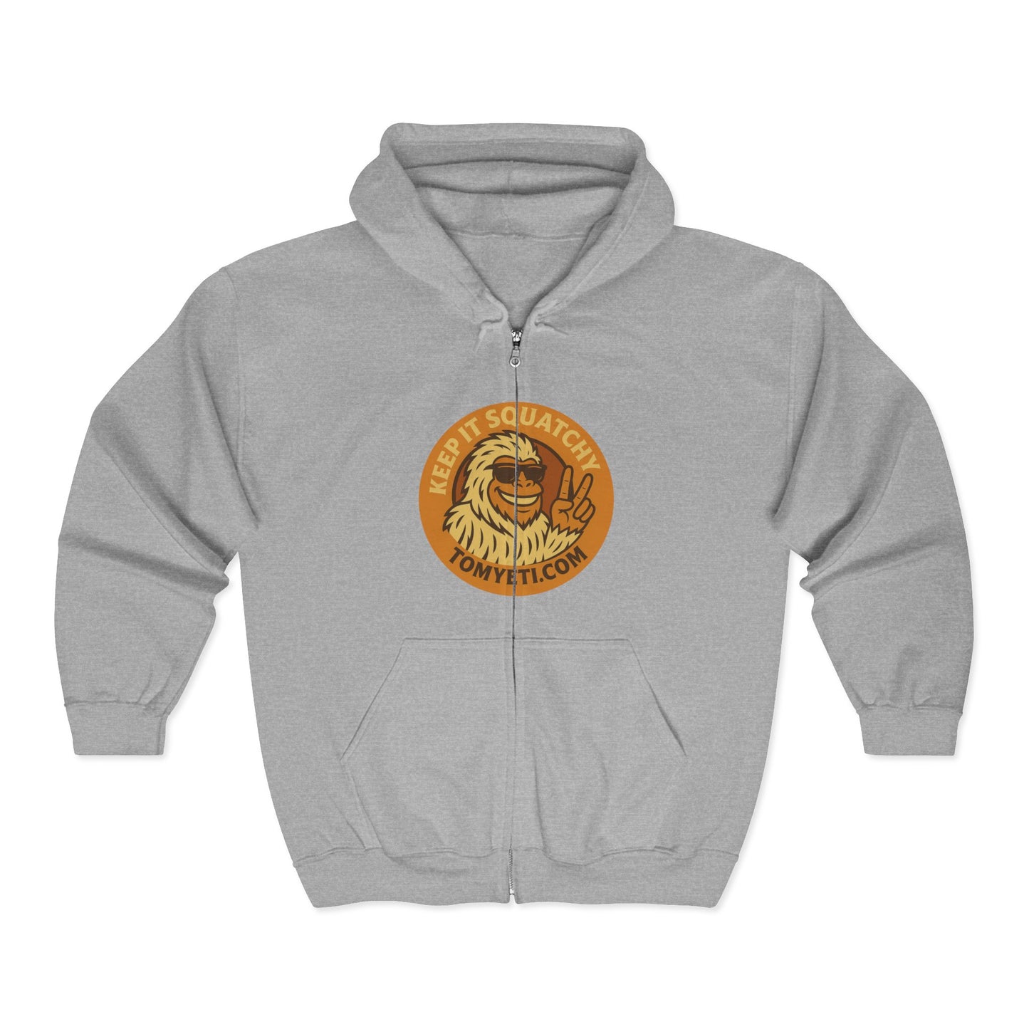 Tom Yeti Official Zip Up Hoodie Logo on front Camping Tom on back
