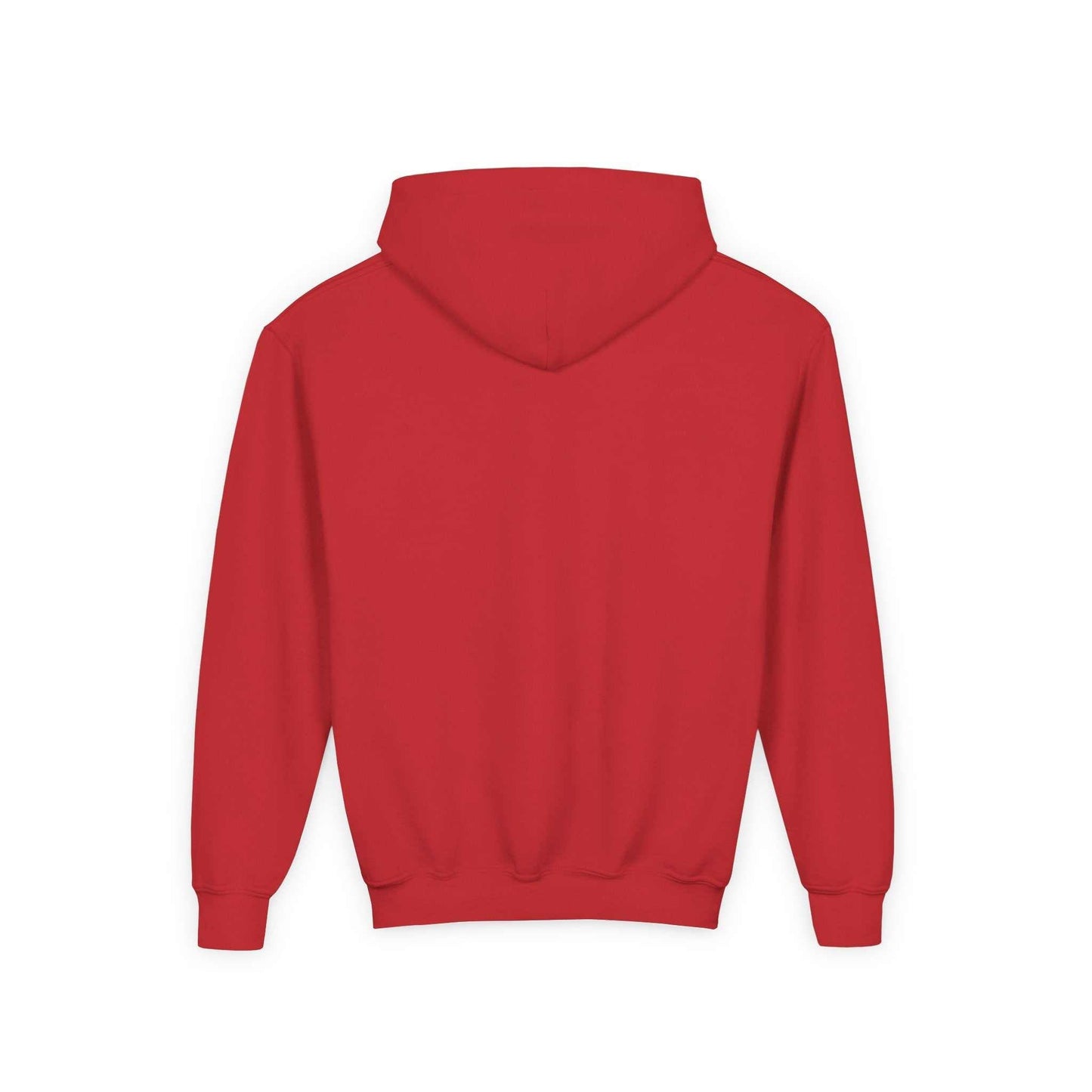 Red Tom Yeti Vitales Pizza Youth Heavy Blend Hoodie back view
