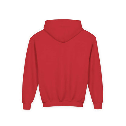 Red Tom Yeti Vitales Pizza Youth Heavy Blend Hoodie back view
