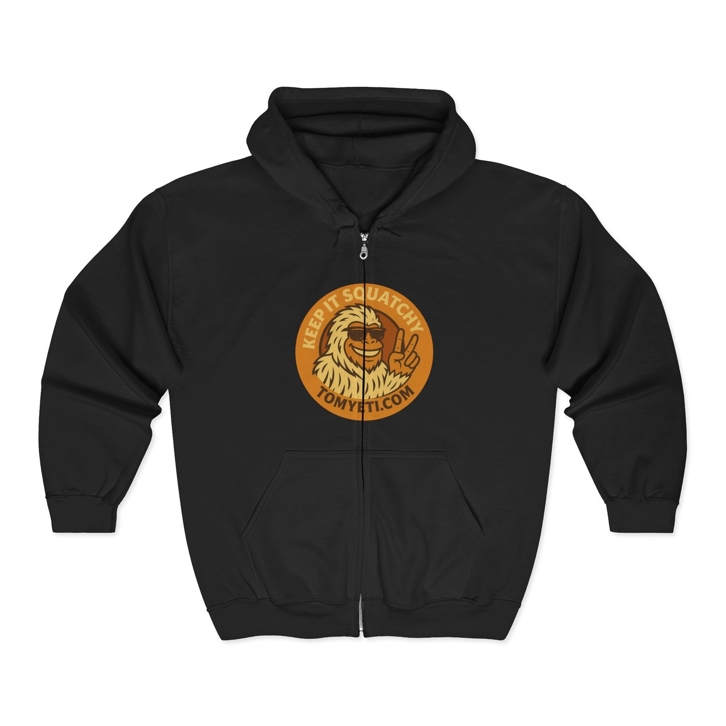 Tom Yeti Official Zip Up Hoodie Logo on front Camping Tom on back