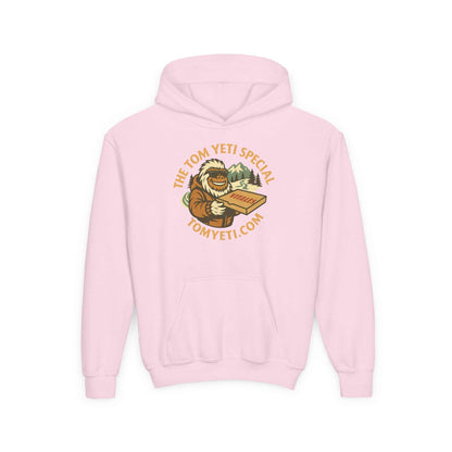 Pink Tom Yeti Official Vitales Pizza Youth Heavy Blend Hoodie with kangaroo pocket and cozy cotton-poly blend