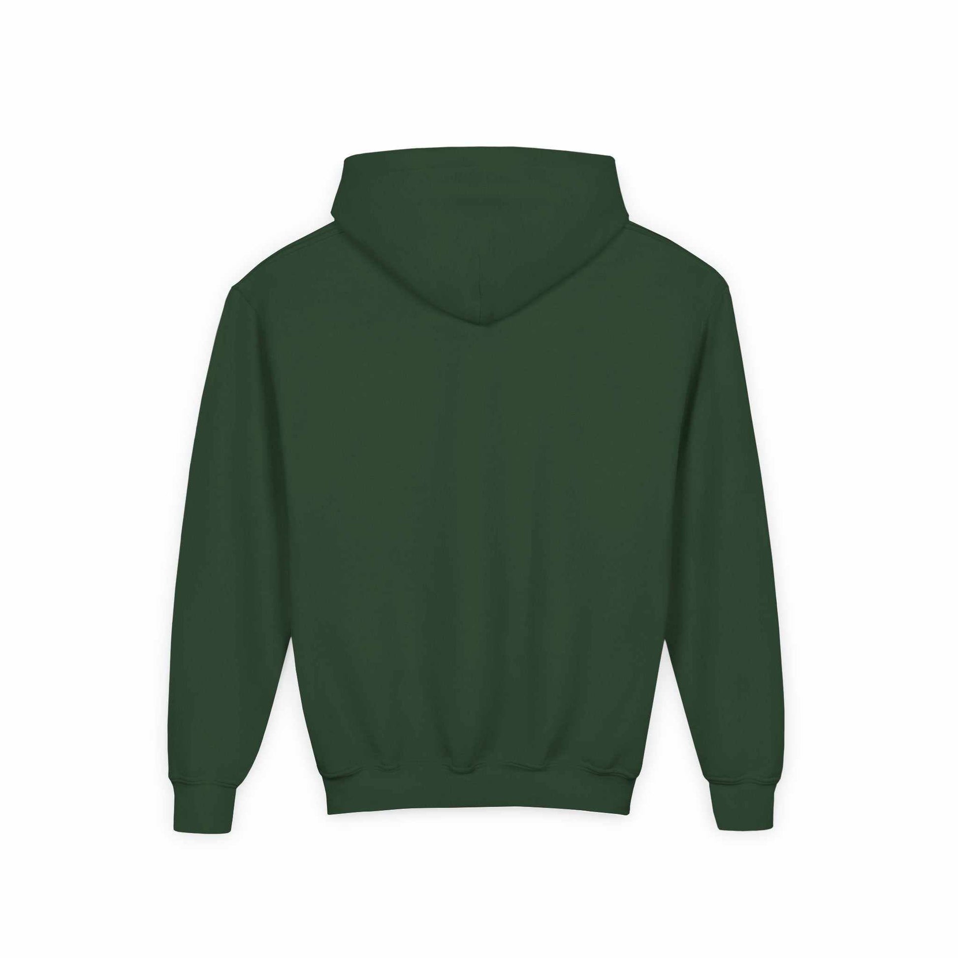Tom Yeti Official Vitales Pizza youth hoodie in dark green, cotton-poly blend, with kangaroo pocket and hood