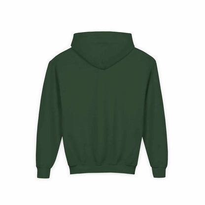 Tom Yeti Official Vitales Pizza youth hoodie in dark green, cotton-poly blend, with kangaroo pocket and hood