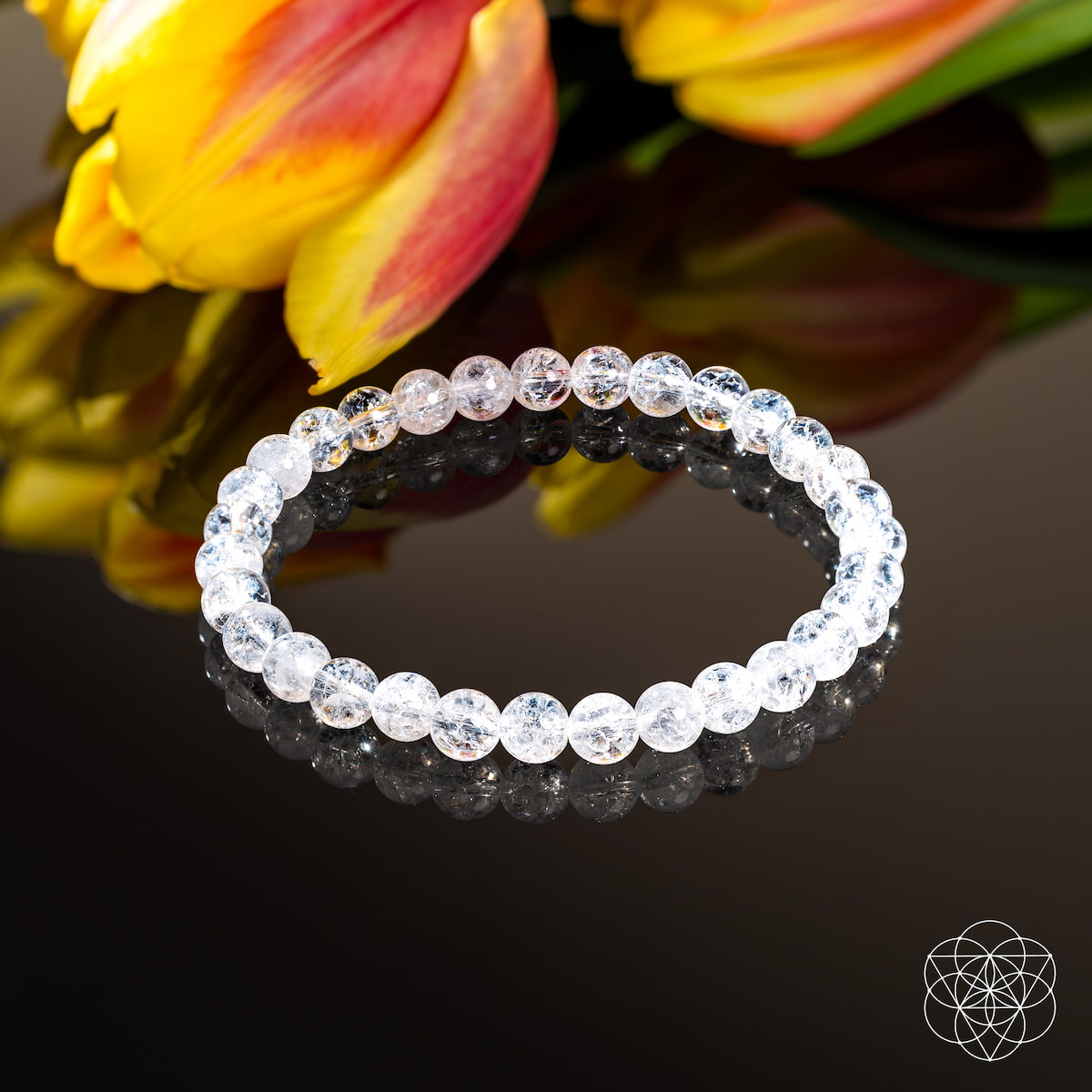 6mm Ice Quartz Bracelet with shimmering beads symbolizing emotional clarity and energy reset