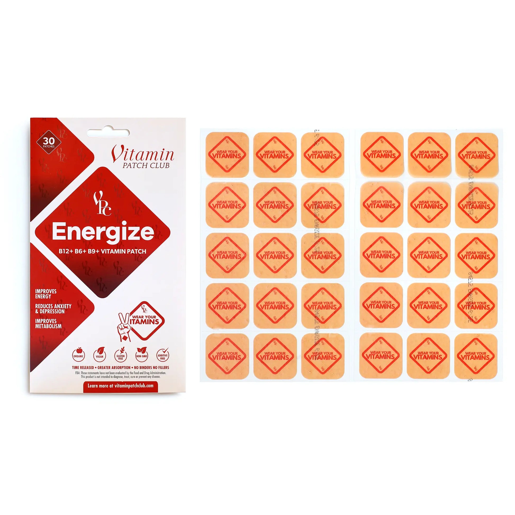 Energize Patch with natural caffeine and B vitamins for steady energy and focus