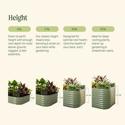 17" Tall 9 In 1 Large Modular Metal Raised Garden Bed Kit