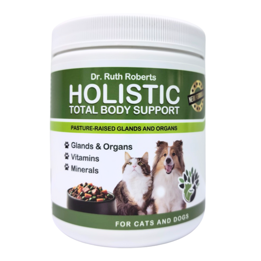 Holistic Total Body Support multivitamin and glandular supplement for dogs and cats with essential vitamins and minerals