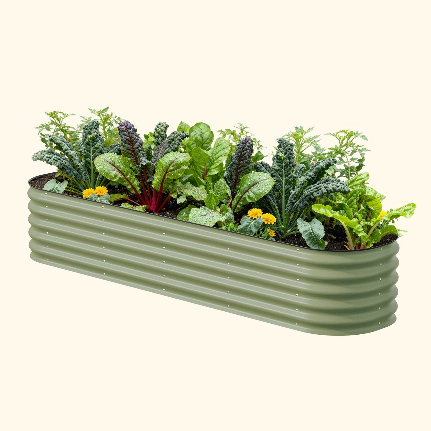 17" tall 9 in 1 large modular metal raised garden bed kit made from rust-resistant steel for durable and flexible outdoor gardening
