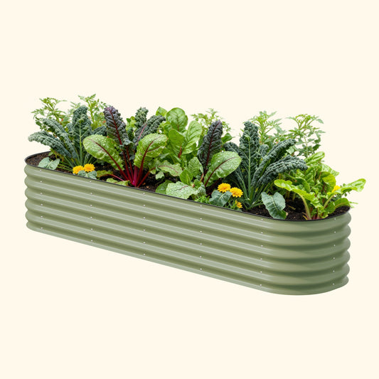 17" tall 9 in 1 large modular metal raised garden bed kit made from rust-resistant steel for durable and flexible outdoor gardening